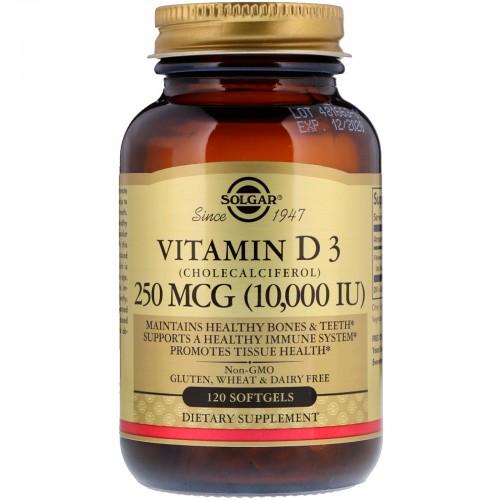 SOLGAR VITAMIN D3 250MCG 10000IU #120