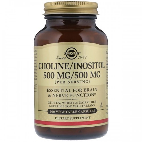 SOLGAR CHOLINE/INOSITOL 500 mg/500 mg#100
